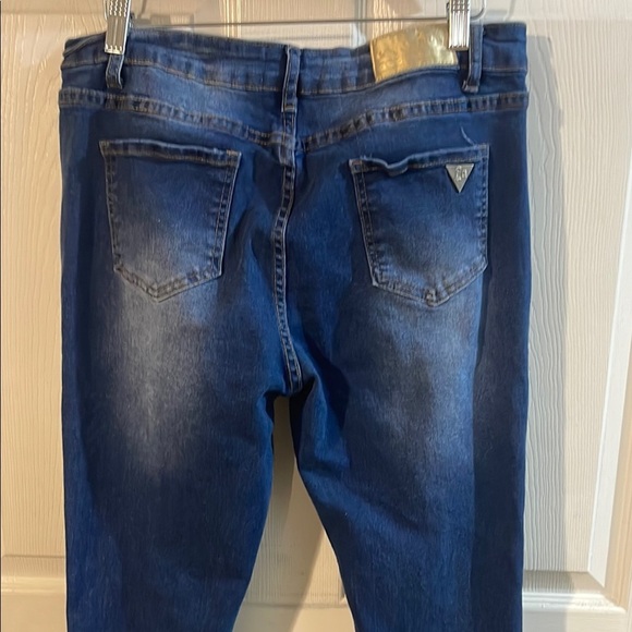 Chic Distressed Flare Jeans in Deep Blue - Picture 7 of 11